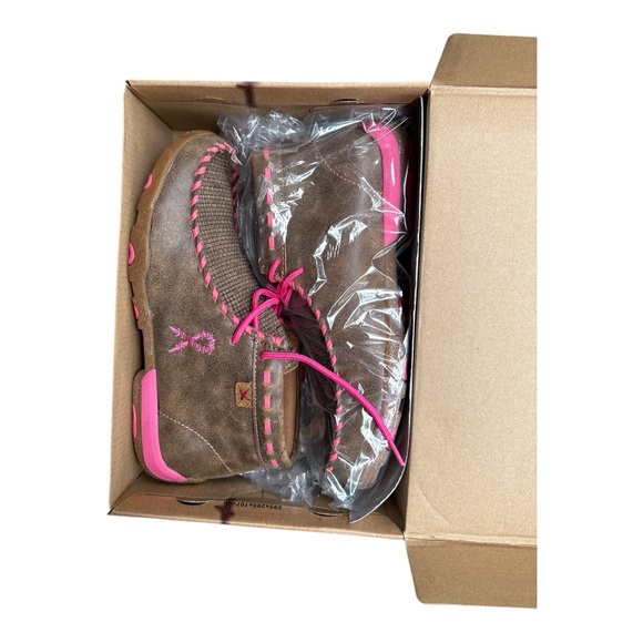 Twisted X Shoes - Twisted X Women's Brown and Pink Lace Up Moccasins Boots Special Edition 8.5